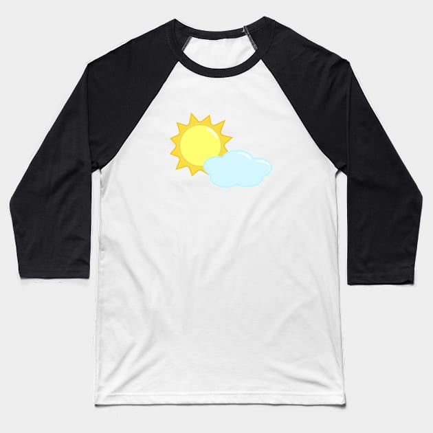 Cute Sun and Cloud Weather Icon in Black Baseball T-Shirt by Kelly Gigi